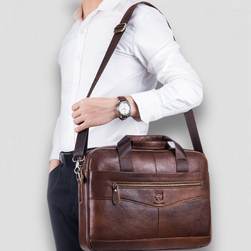 Sac ordinateur portable en cuir à bandoulière