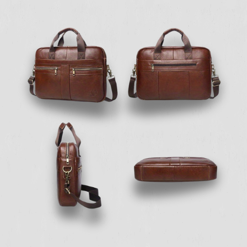Sacoche marron pour ordinateur ergonomique en cuir