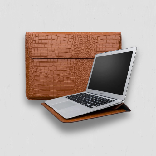 Pochette ordinateur marron en cuir pour MacBook Air 