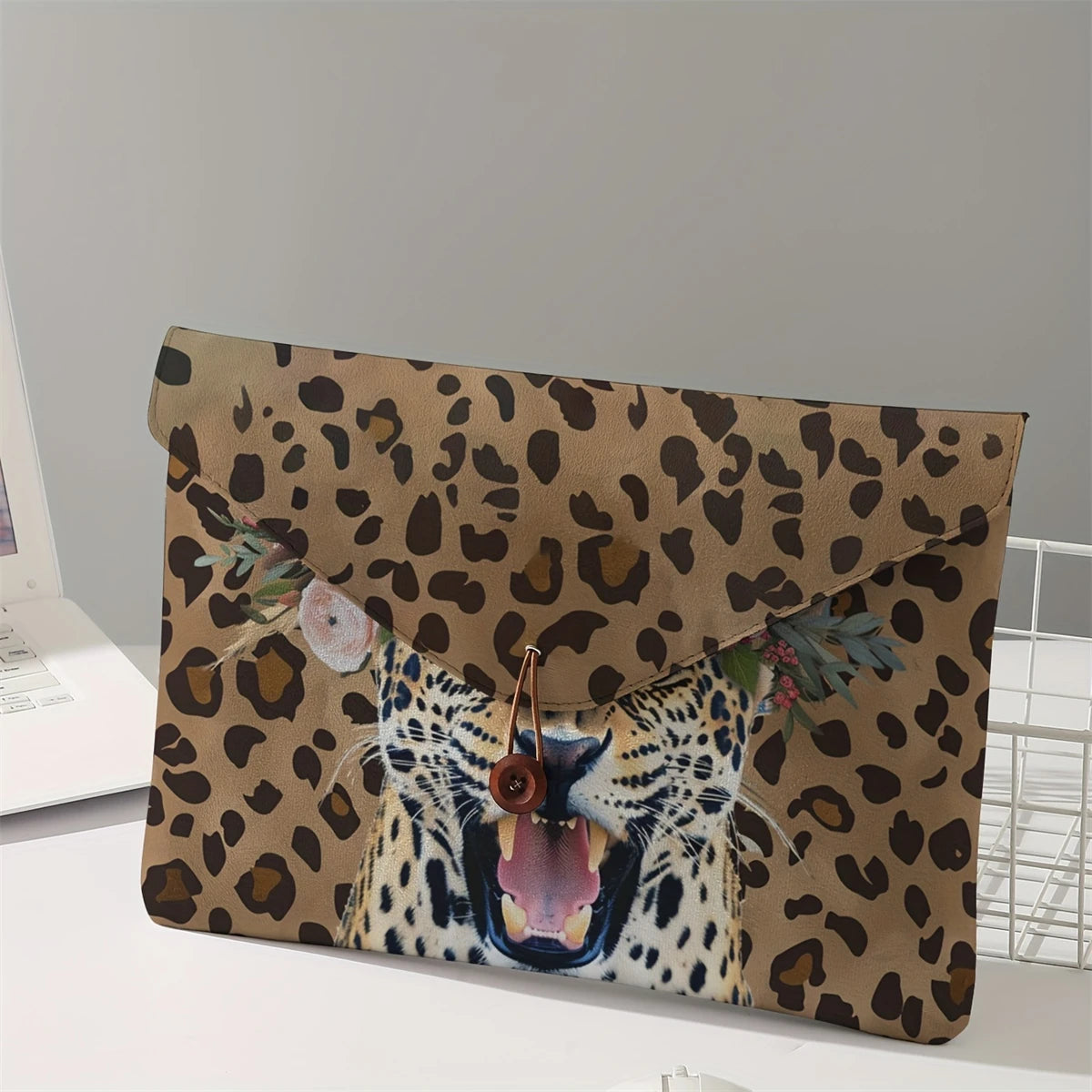 Pochette ordinateur portable à motif guépard