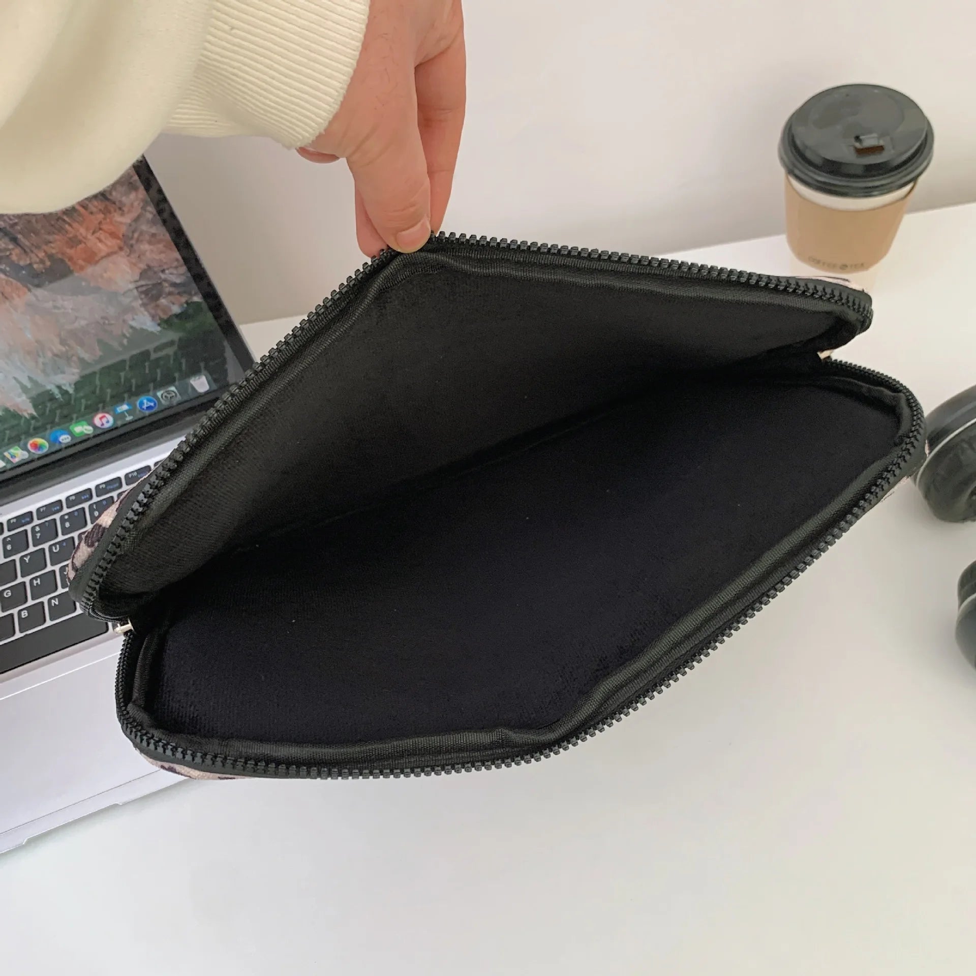 Pochette ordinateur imprimé léopard