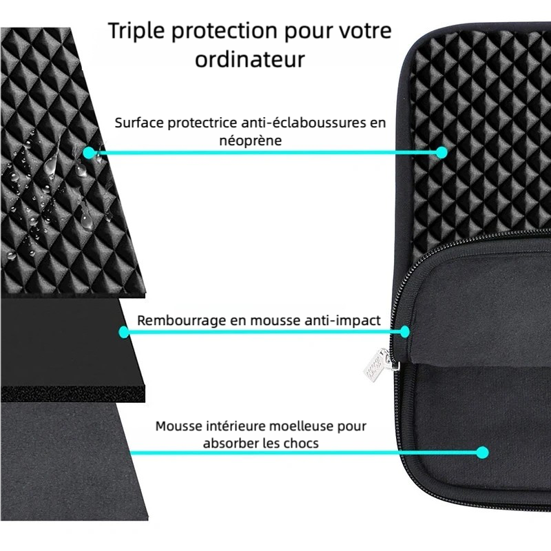 Pochette ordinateur portable noir de 15 pouces