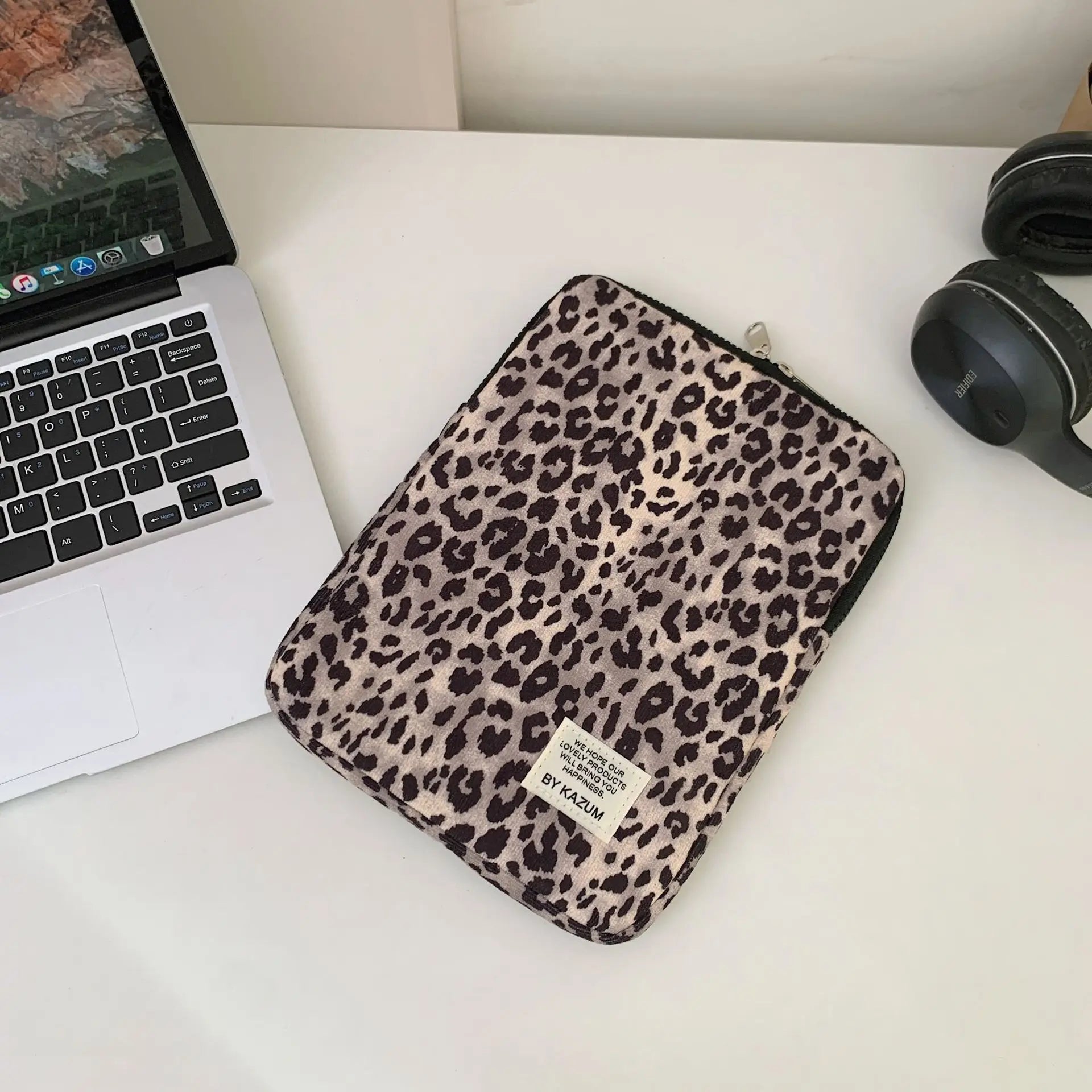 Pochette ordinateur imprimé léopard