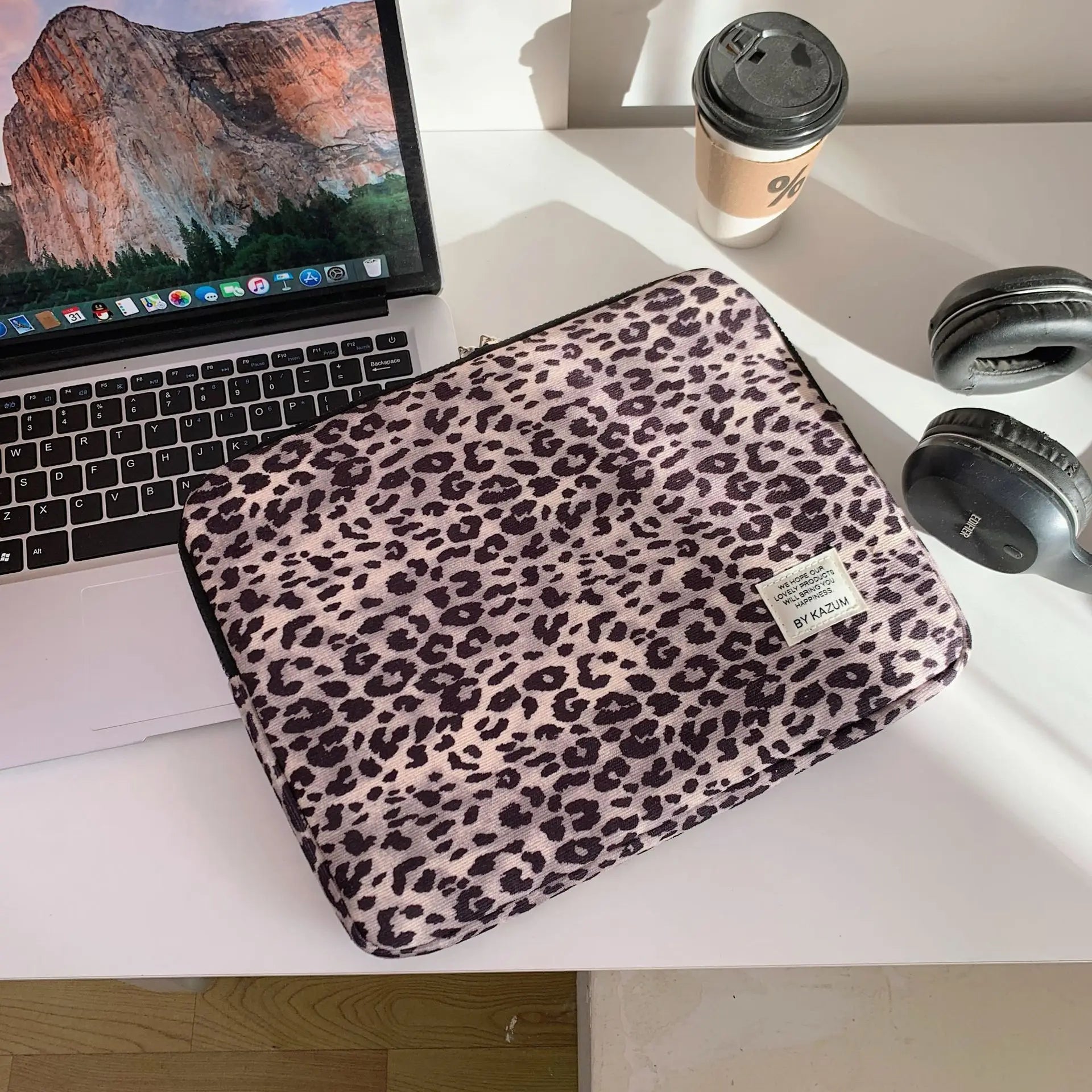 Pochette ordinateur imprimé léopard