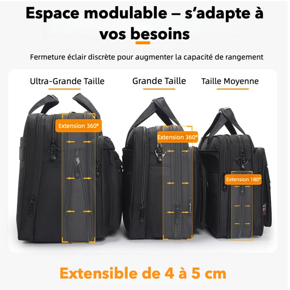 Sacoche ordinateur zippée style professionnel