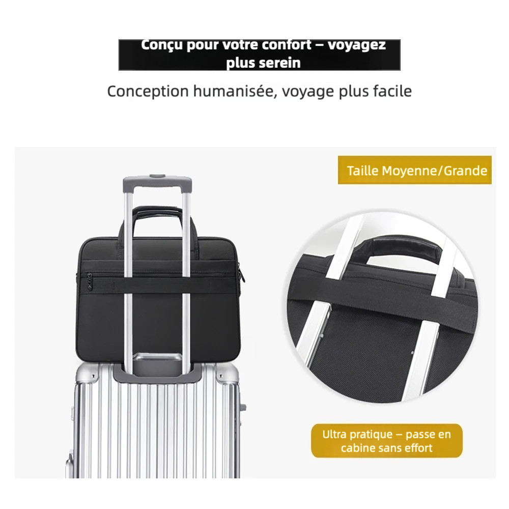 Sacoche ordinateur zippée style professionnel