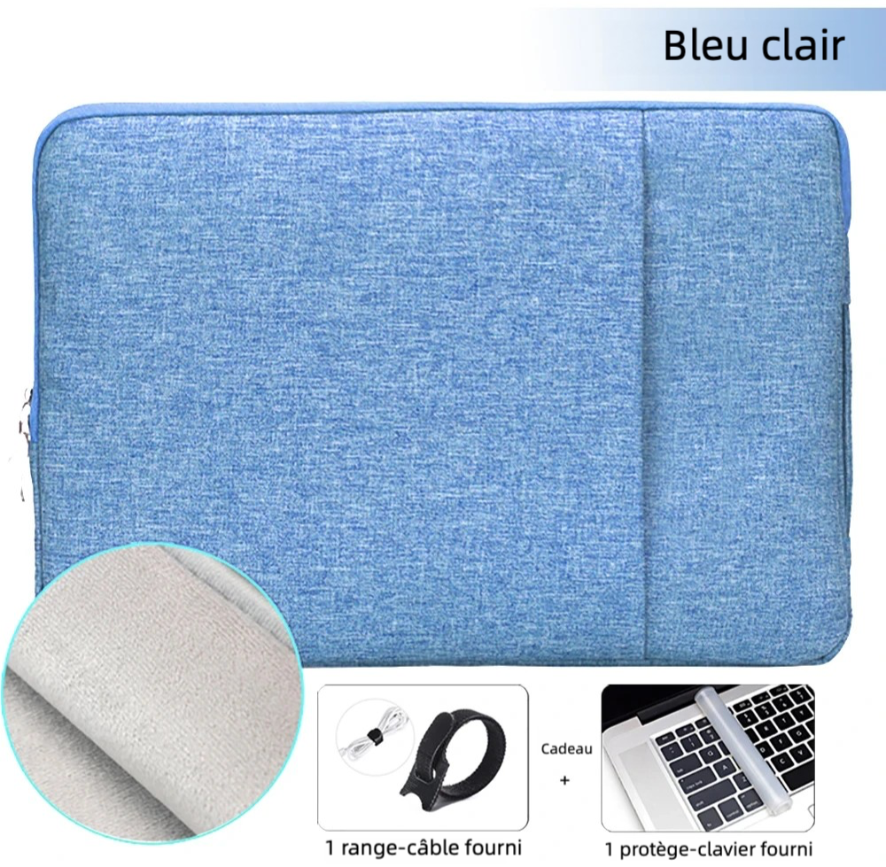 Pochette ordinateur 14 pouces pour aéroport bleu clair