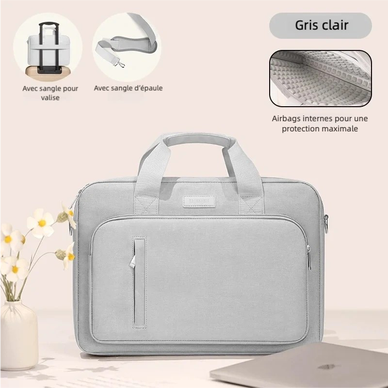 Pochette ordinateur grise à sangle