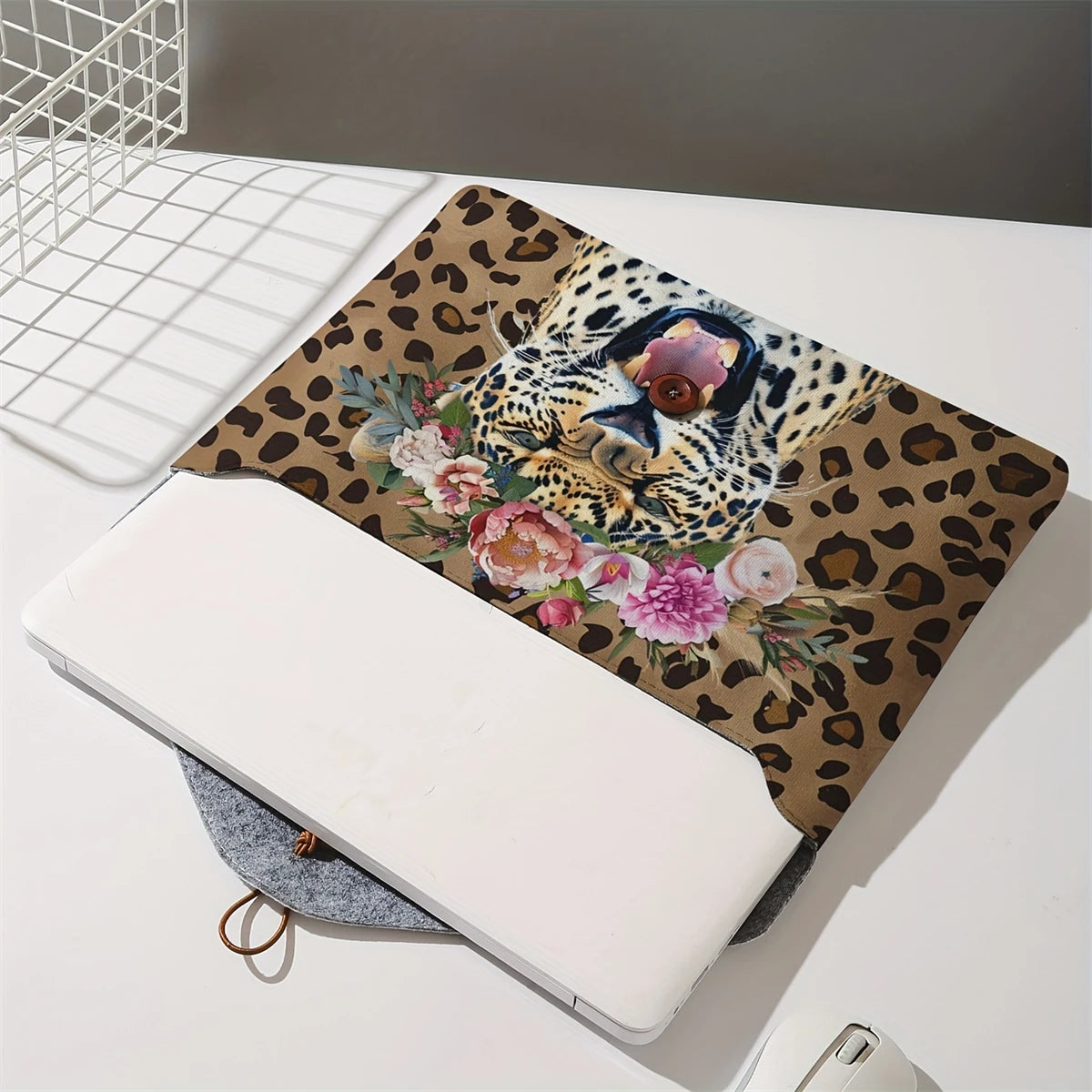 Pochette ordinateur portable à motif guépard