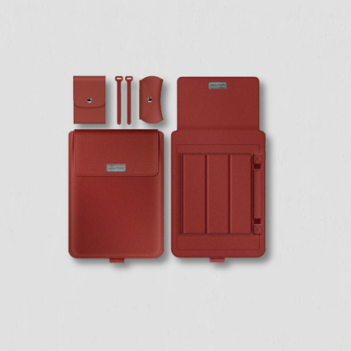 Pochette ordinateur portable rouge 13 pouces en cuir