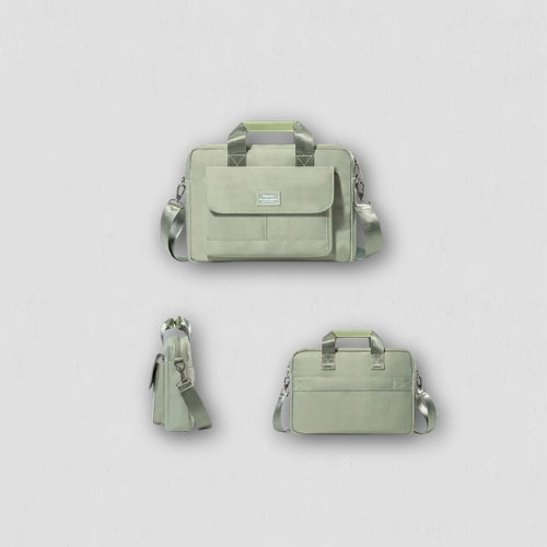 pochette ordinateur verte multipoches pour femmes
