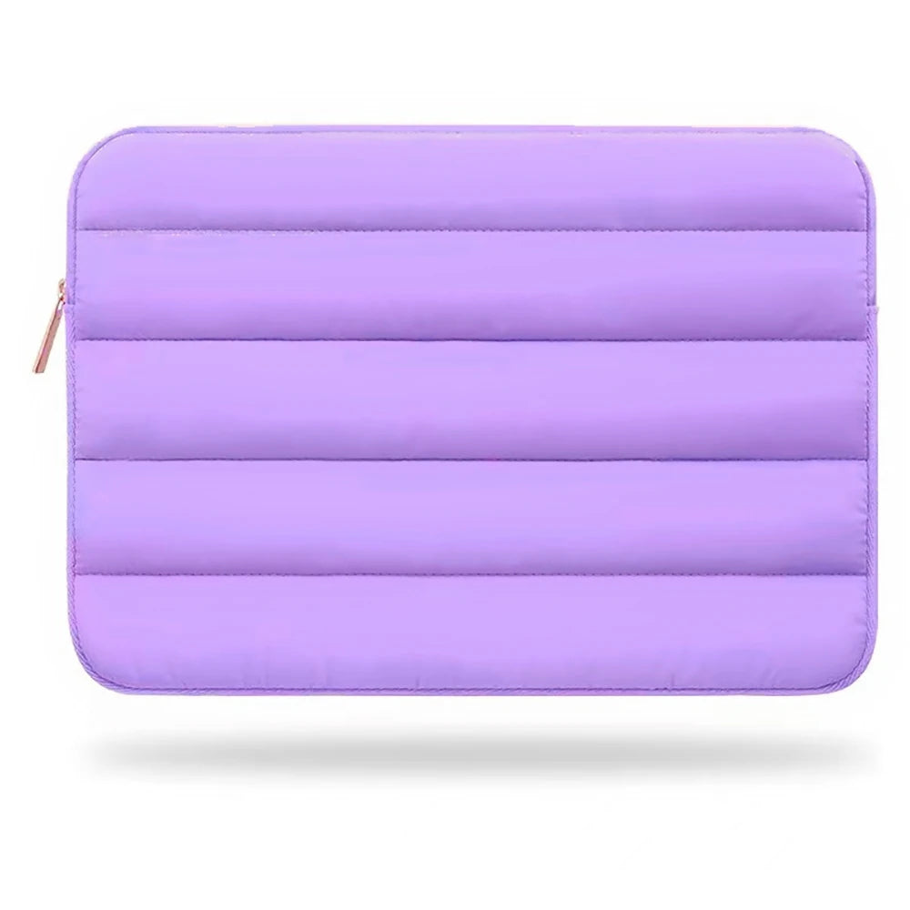 Pochette ordinateur portable violette design à rayures
