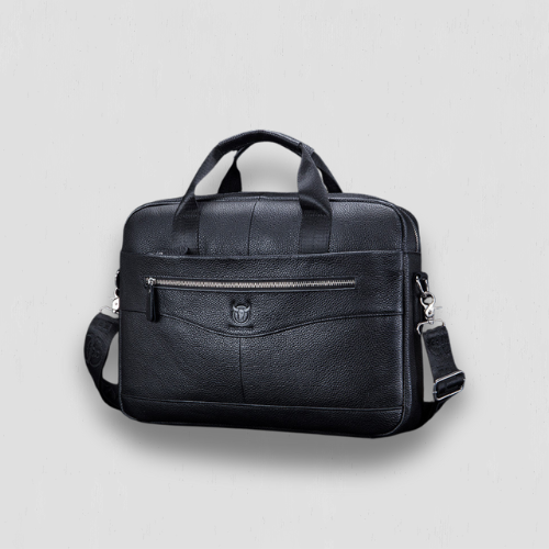 Sac ordinateur portable en cuir à bandoulière noir