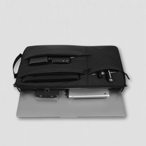 Sac ordinateur portable noir en denim de voyage à poches