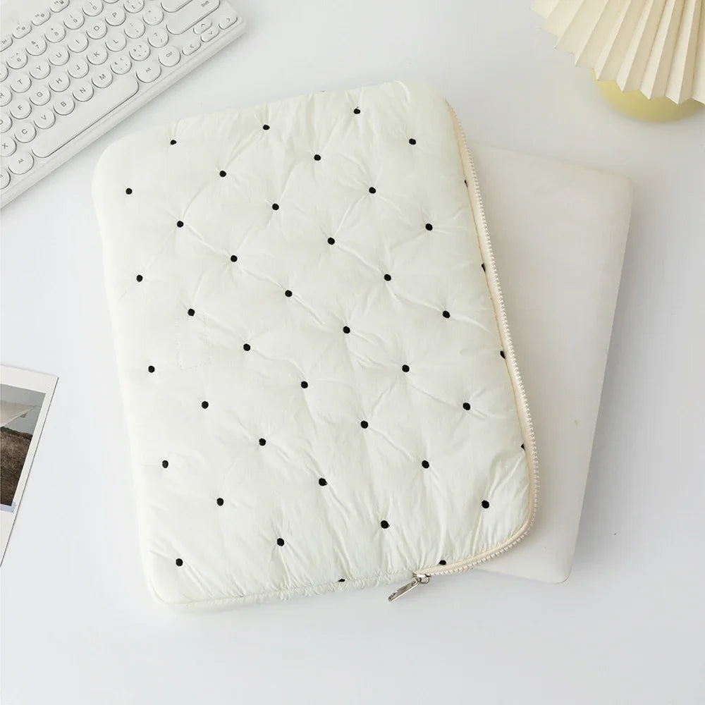 Sacoche ordinateur beige 16 pouces matelassée