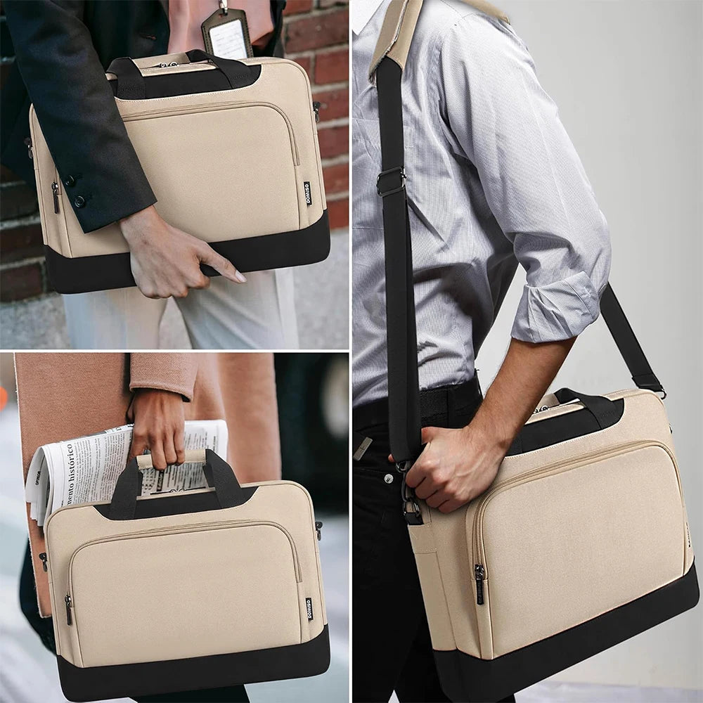Sacoche ordinateur beige étanche pour homme