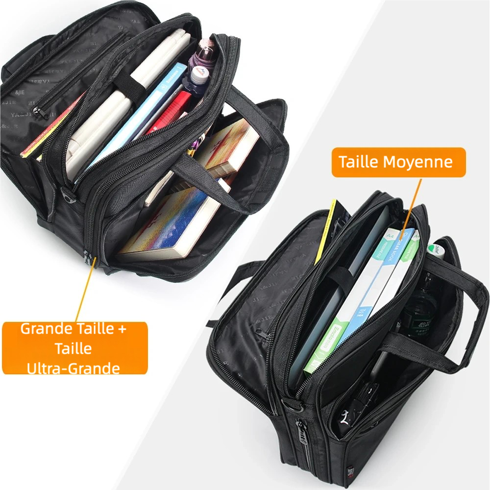 Sacoche ordinateur zippée style professionnel