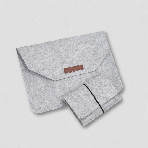 Sacoche pour ordinateur portable en feutre de laine grise
