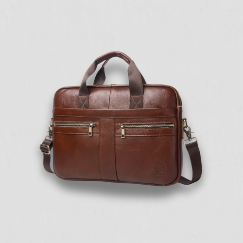 Sacoche marron pour ordinateur en cuir ergonomique 
